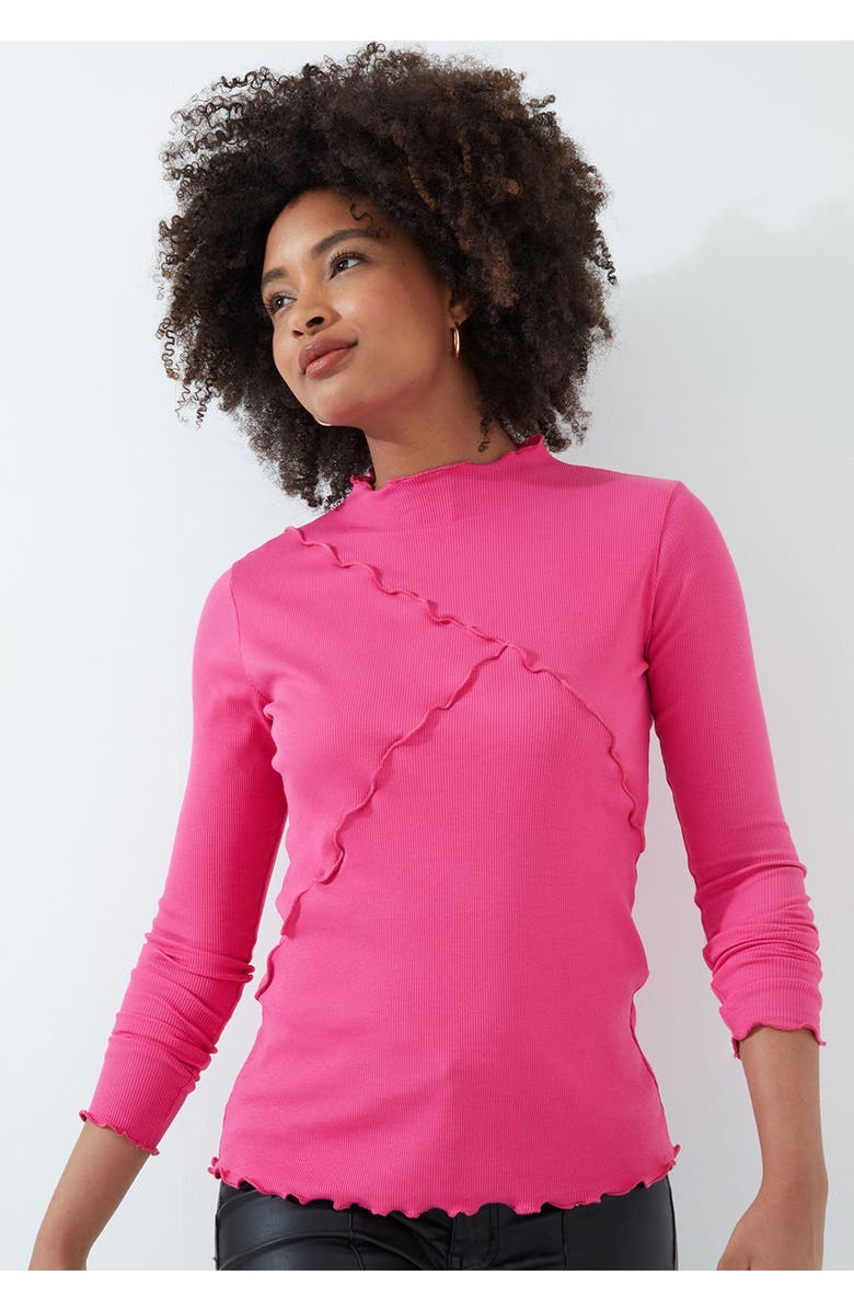 Joe Browns Stretch Cotton Lettuce Trim Top, Main, color, Rose Violet