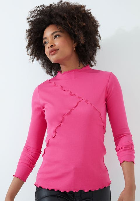 Stretch Cotton Lettuce Trim Top (Plus)