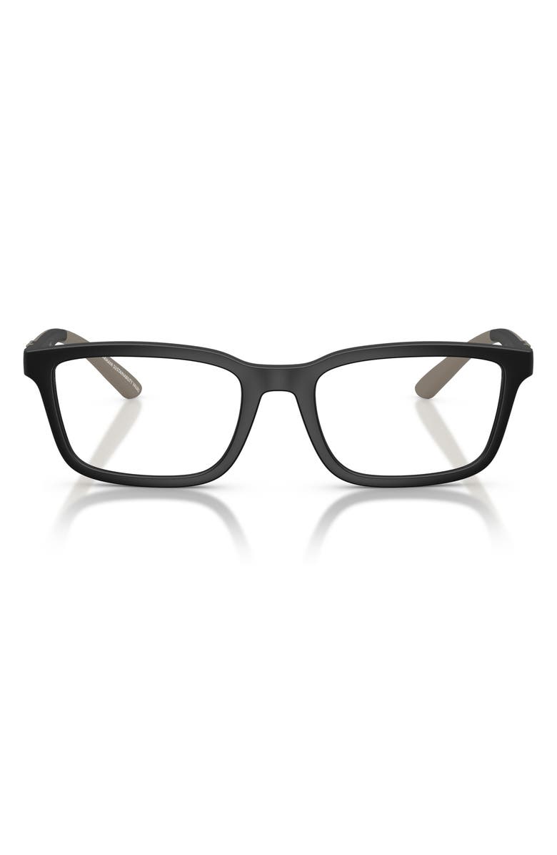 Emporio Armani 56mm Rectangle Optical Glasses, Main, color, Matte Black / Demo Lens