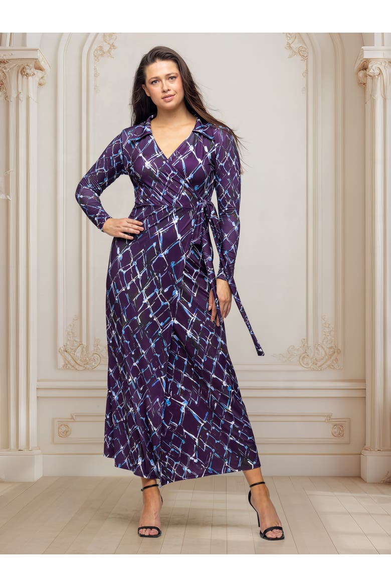 Collared Wrap Maxi Dress, Alternate, color, Purple Multi