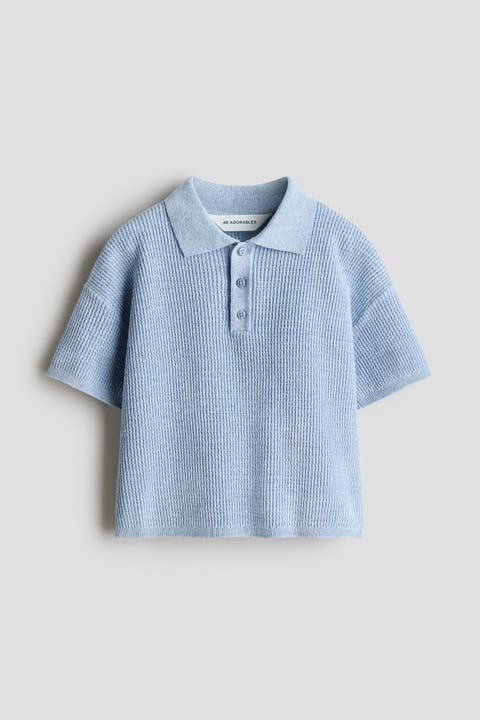 Rib-knit Polo Shirt