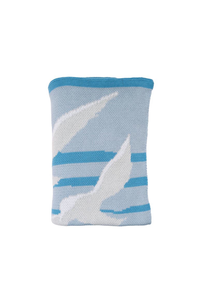 Seagulls in Flight Knit Throw Blanket, Alternate, color, Blue