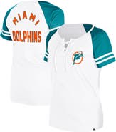New Era Women's New Era Gray Miami Dolphins Throwback Lace-Up Raglan T-Shirt