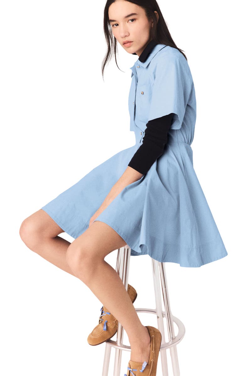 maje Flared shirt dress, Alternate, color, Blue Sky