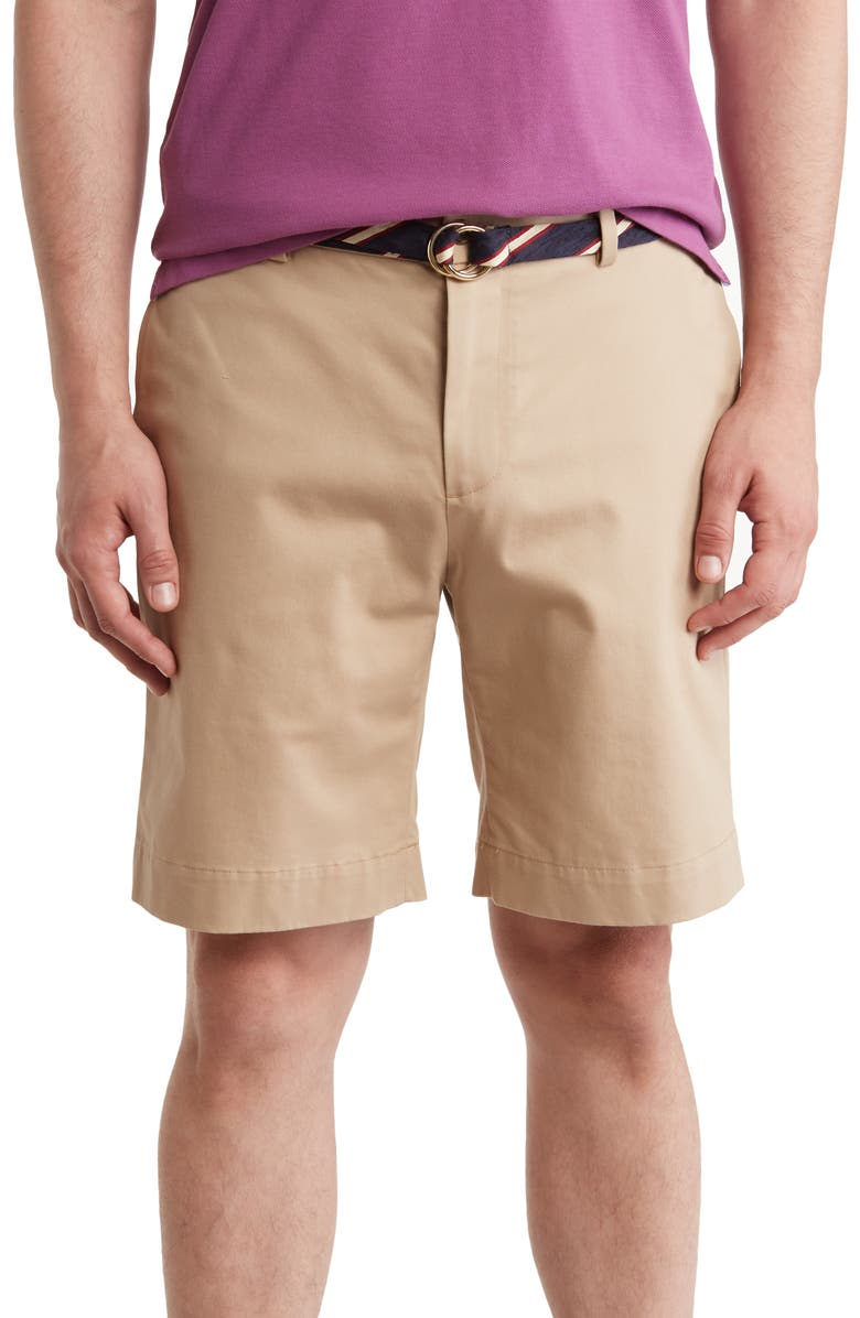 Brooks Brothers Flat Front Advantage Chino Shorts, Main, color, British Khaki