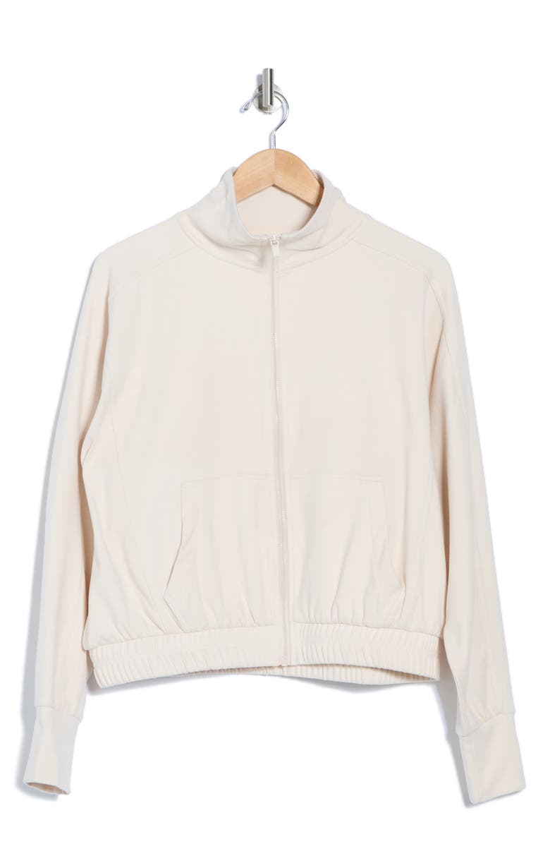 90 DEGREE BY REFLEX Marled Pique Muse Zip Jacket, Alternate, color, Crystal Gray