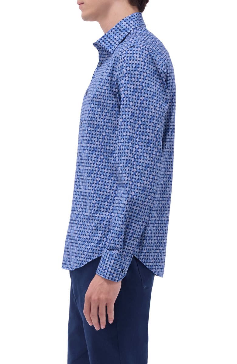 Bugatchi James OoohCotton<sup>®</sup> Abstract Button-Up Shirt, Alternate, color, Night Blue