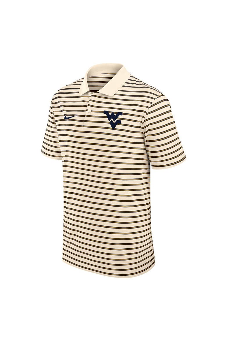 Men's Nike Cream West Virginia Mountaineers Primary Logo Striped Dri-FIT Polo, Alternate, color, Cream