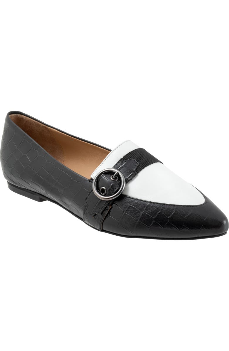 Trotters Emmett Pointed Toe Loafer Flat, Main, color, Black/ White