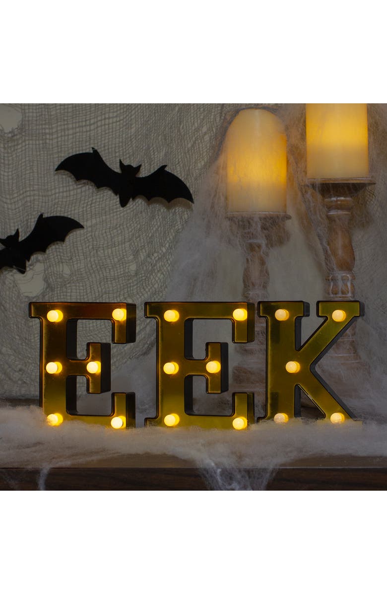 Northlight LED Lighted EEK Halloween Marquee Sign - 6.5" - Warm White Lights - Gold Finish, Alternate, color, 