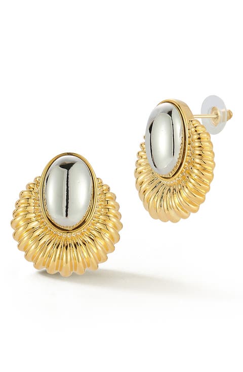 Oval Halo Stud Earrings