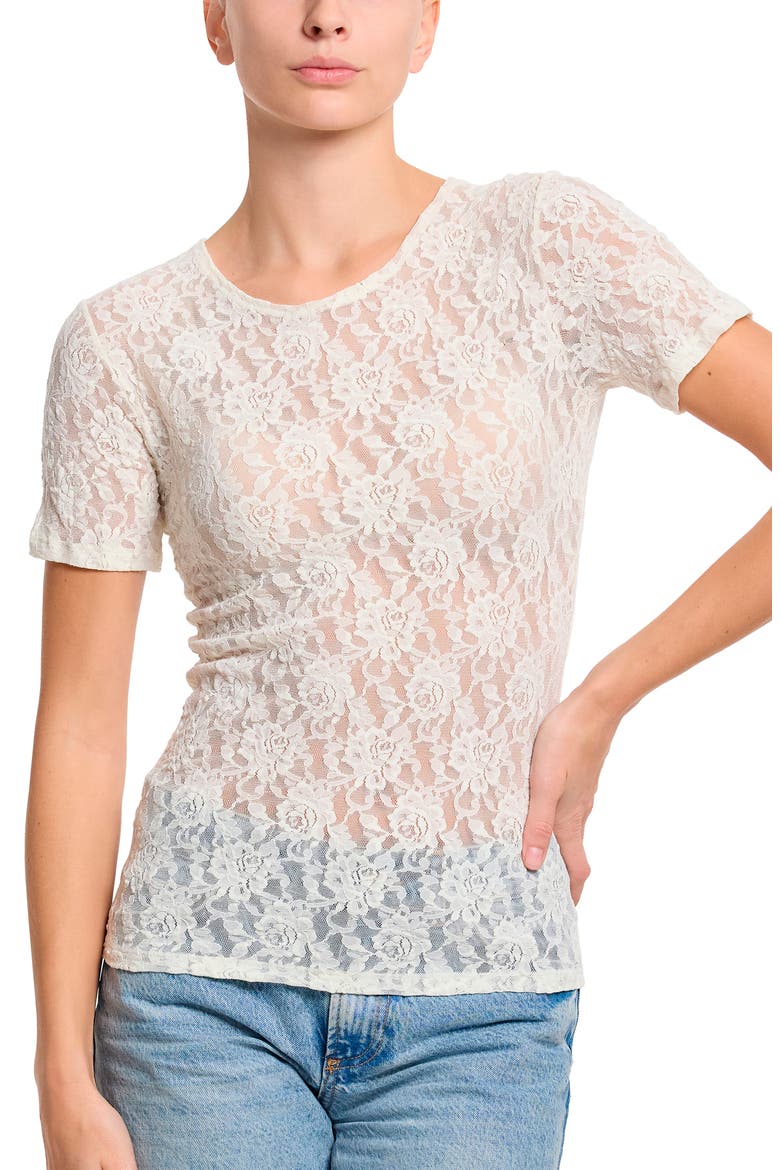 Signature Lace Long Sleeve Top, Alternate, color, MARSHMALLOW