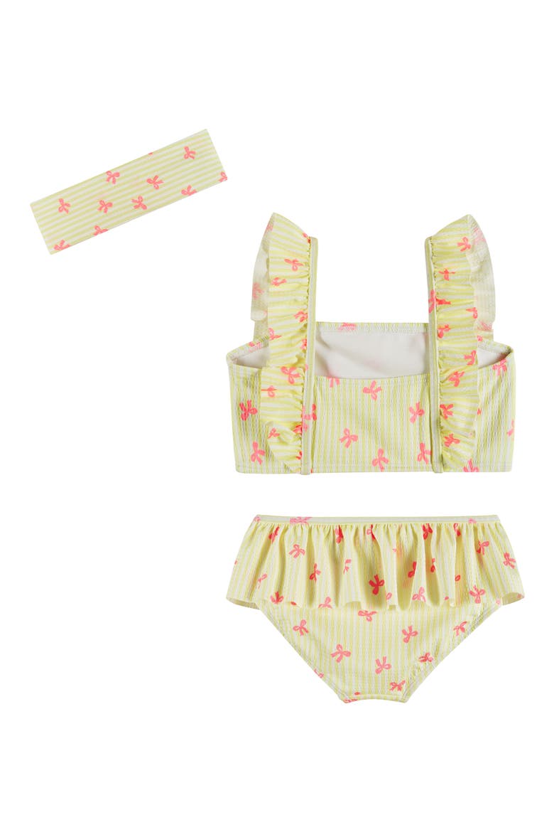 Kids' Seersucker Two-Piece Tankini Swimsuit & Headband Set, Alternate, color, YELLOW STRIPE
