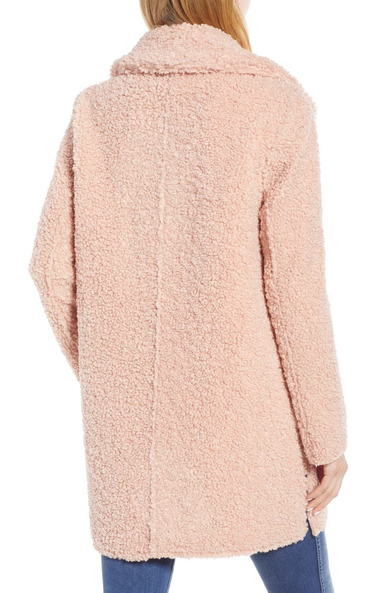 Kenneth Cole New York Notch Collar Curly Faux Shearling Coat, Alternate, color,