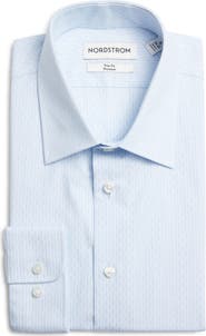 Nordstrom Trim Fit Pinstripe Premium Cotton Dobby Dress Shirt