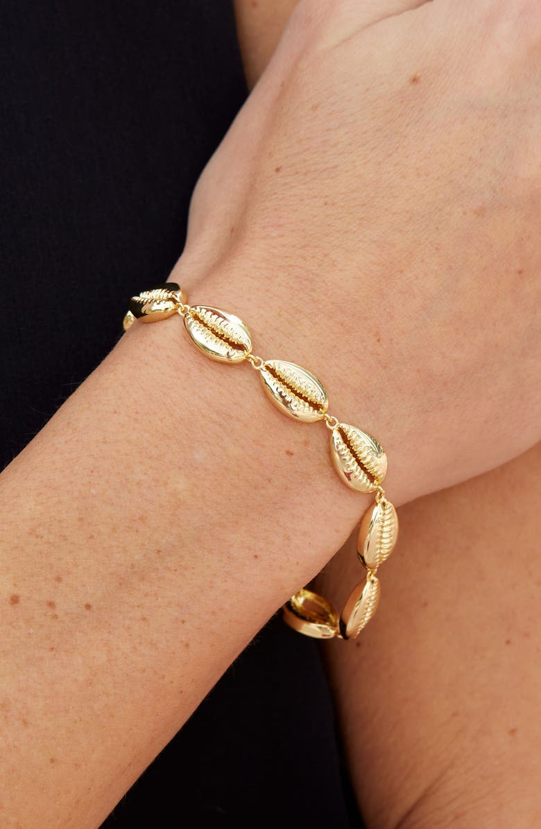 SAVVY CIE JEWELS 18K Gold Plate Cowrie Shell Bracelet, Alternate, color, 