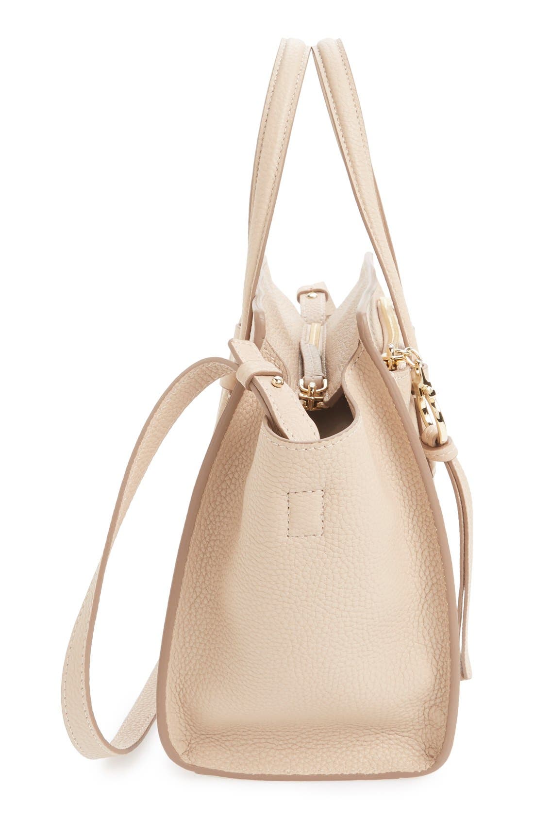 Salvatore Ferragamo Small Amy Pebbled Leather Tote, Alternate, color, NEW BISQUE