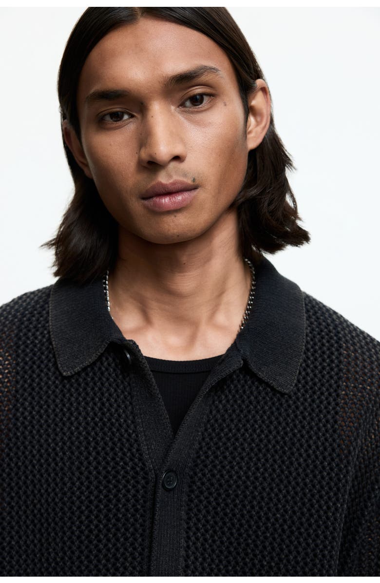 H&M Relaxed Fit  Hole-knit Shirt, Alternate, color, Black