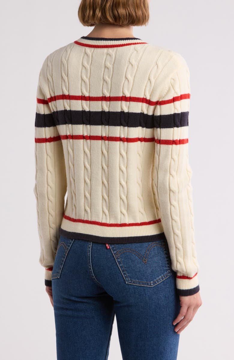 Vigoss Cable Prep Stripe Crewneck Sweater, Alternate, color, 