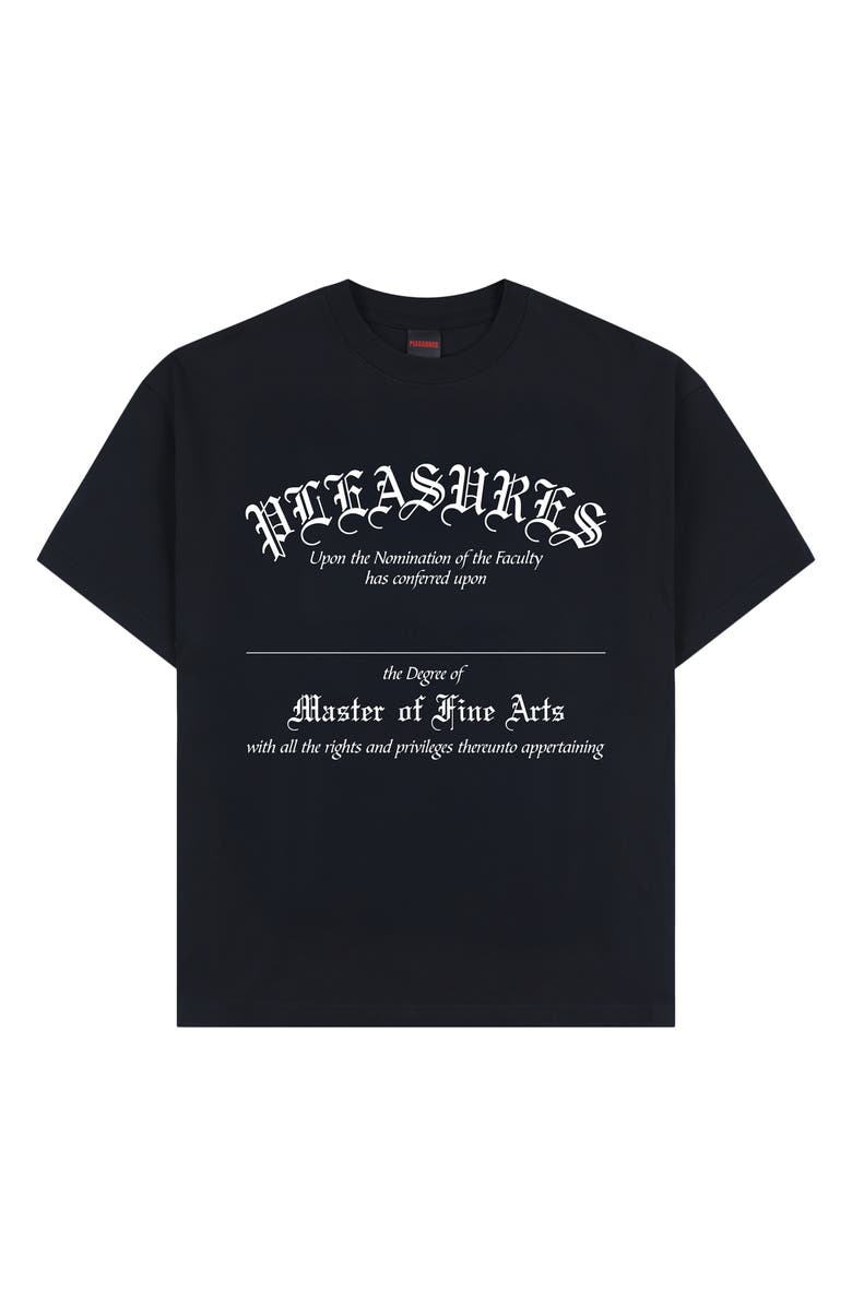 PLEASURES Degree Cotton Graphic T-Shirt, Alternate, color, Black