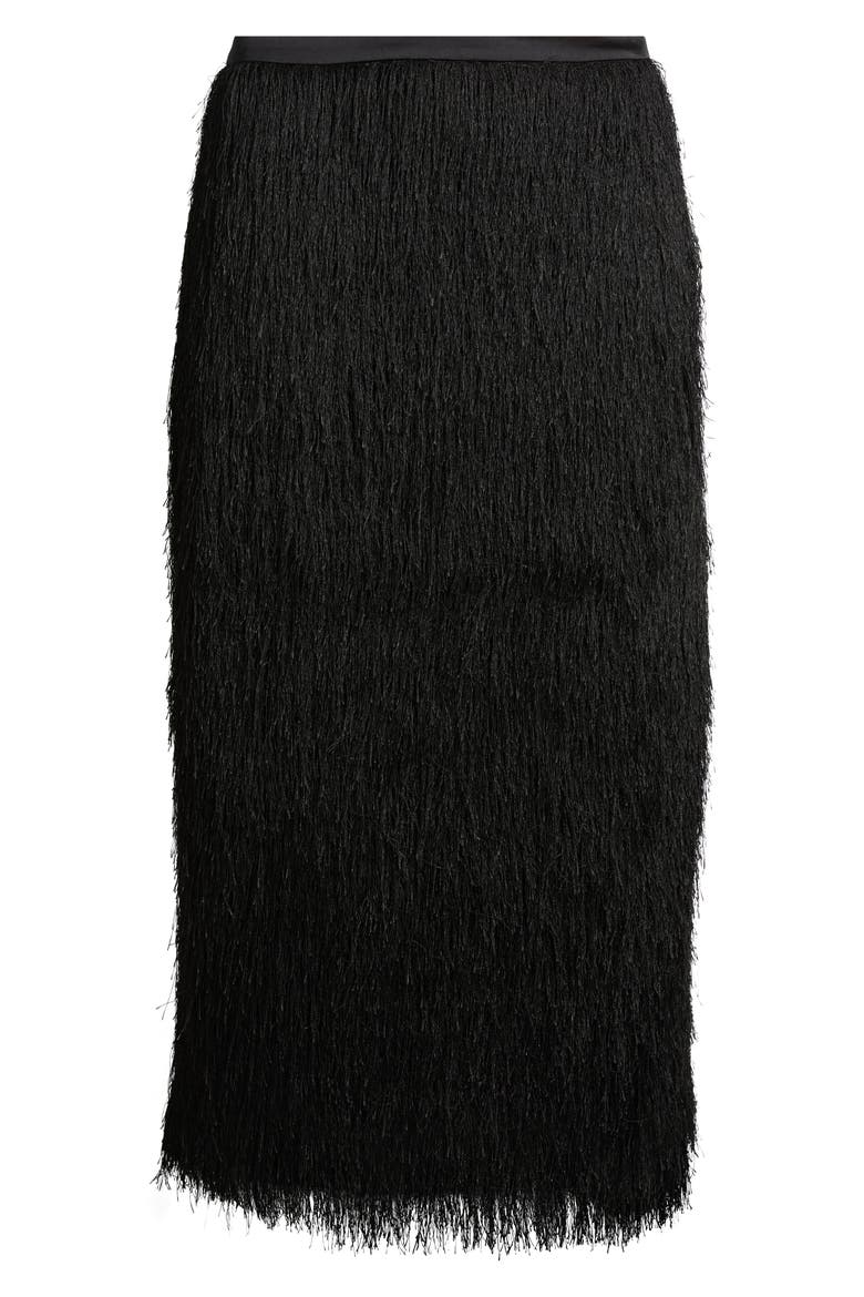 Fringe Column Midi Skirt, Alternate, color, BLACK