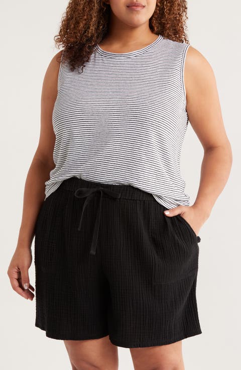 Stripe Crewneck Organic Linen Tank (Plus)