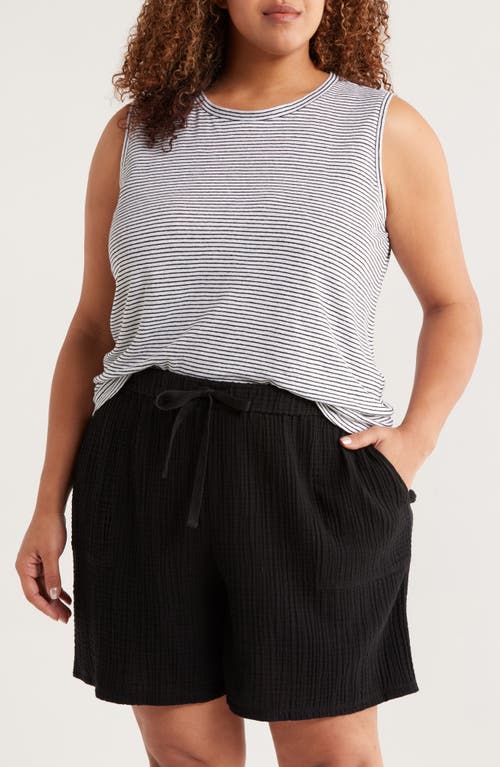 Eileen Fisher Stripe Crewneck Organic Linen Tank