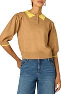 Wit & Wisdom Puff Shoulder Elbow Sleeve Henley Sweater