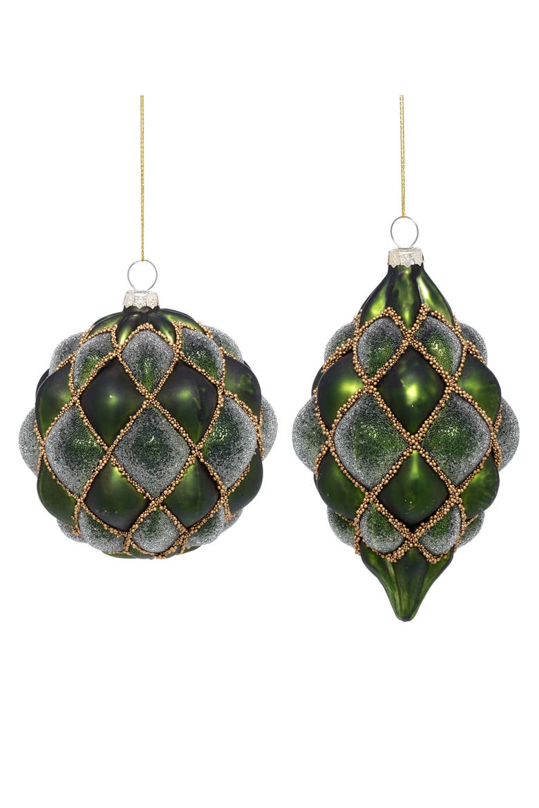 Quilted Ornament, Box of 6, Main, color, Forest Green