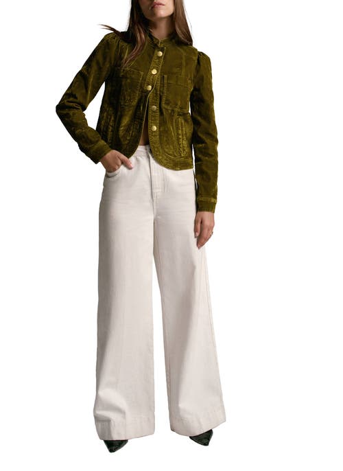 Mint Velvet Puff Shoulder Flocked Jacket In Green