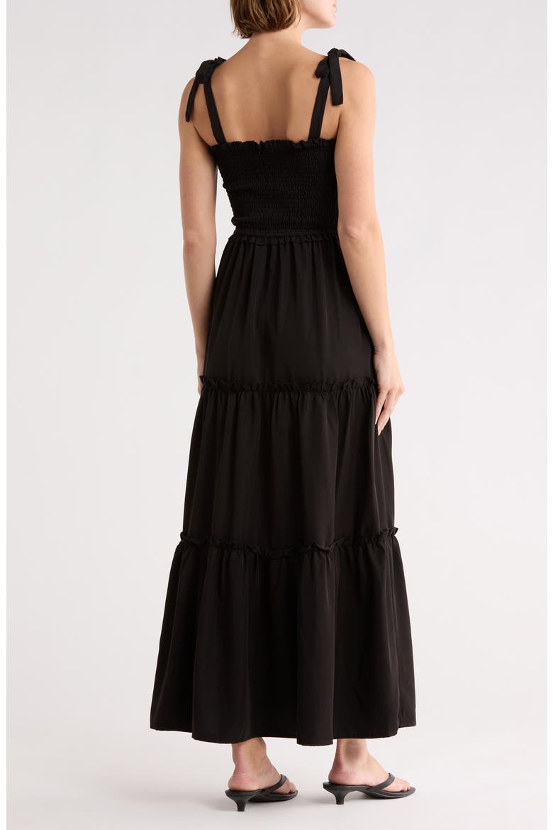 Darla Smocked Maxi Dress, Alternate, color, BLACK