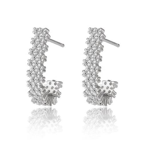 Hollywood Sensation Elara Sparkling Cubic Zirconia J Hoop Earrings In Silver