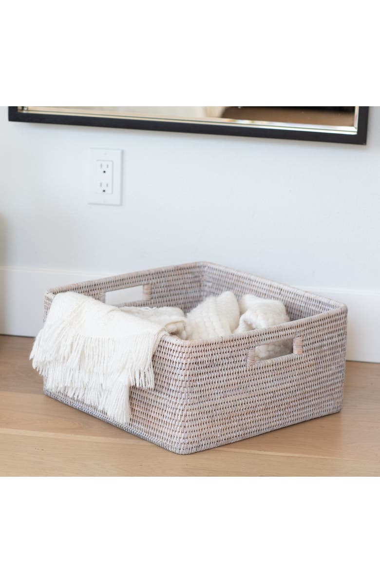 Artifacts Trading Company<sup>™</sup> Artifacts Rattan Square Storage Basket with Rounded Corners, Alternate, color, White Wash