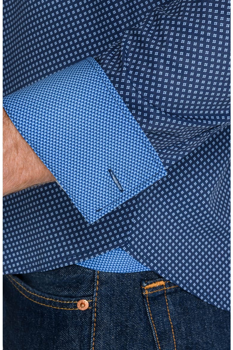 Broken Geo Slim Fit Performance Shirt, Alternate, color, NAVY