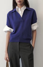 MANGO Polo Collar Wool Sweater