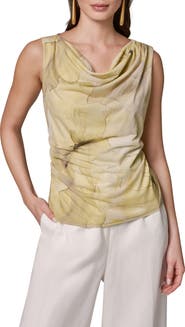 Donna Karan New York Print Cowl Neck Sleeveless Top