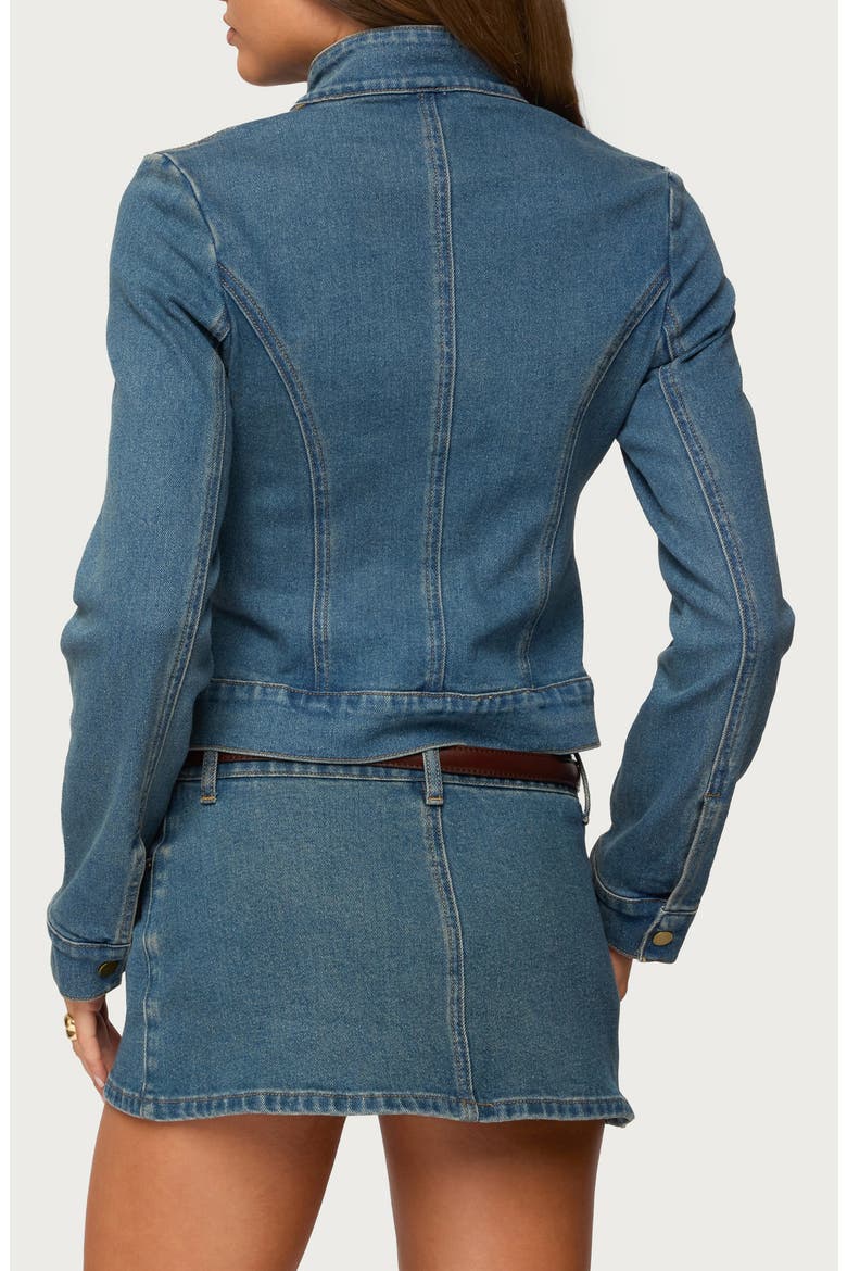 Josiee Crop Stretch Denim Jacket, Alternate, color, BLUE-WASHED