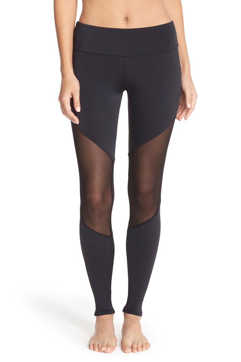 Colorblock Track Leggings, Main, color, BLACK