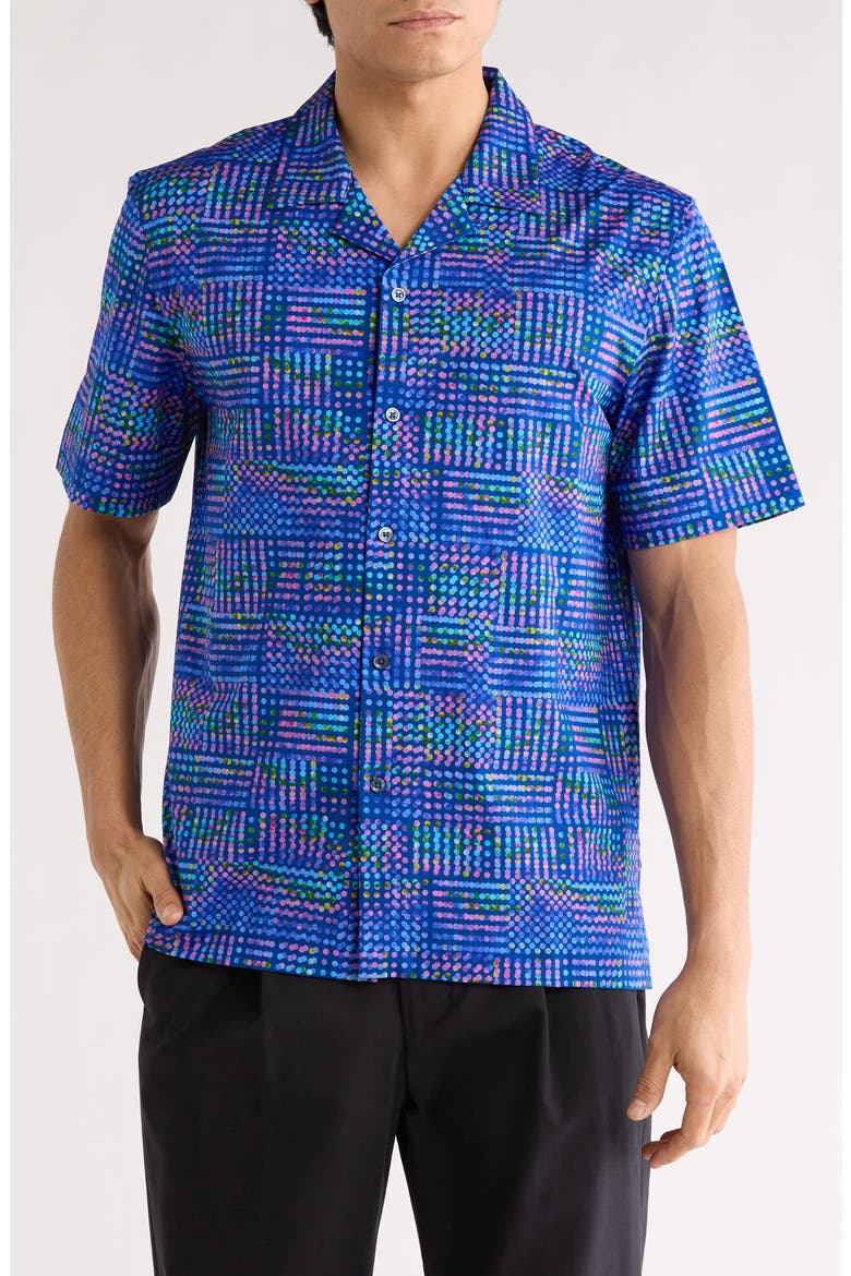 Cole OoohCotton® Short Sleeve Button-Up Shirt, Main, color, NIGHT BLUE