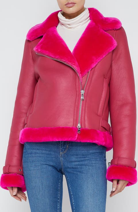Niri Genuine Shearling Moto Jacket