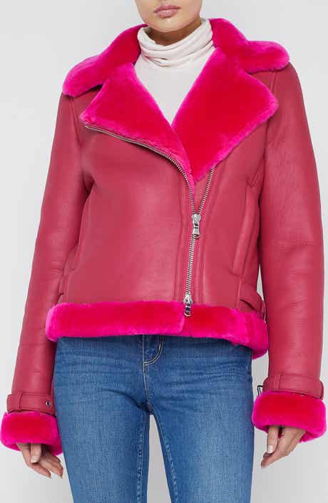 L'AGENCE Niri Genuine Shearling Moto Jacket