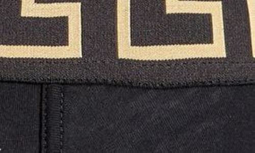 Versace 2-pack Greca Border Stretch Cotton Boxer Briefs In Black Gold Greek Key