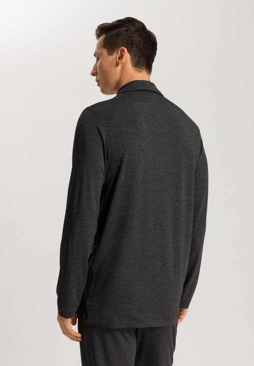 Hanro Casuals Long Sleeve Button Front Shirt In Caviar