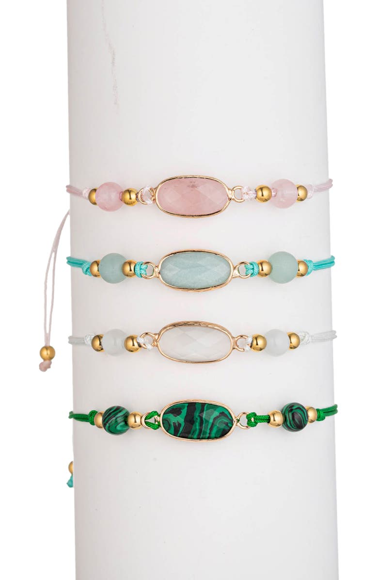 EYE CANDY LOS ANGELES Set of 4 Affirmation Semiprecious Stone Bracelets, Alternate, color, Gold/Love