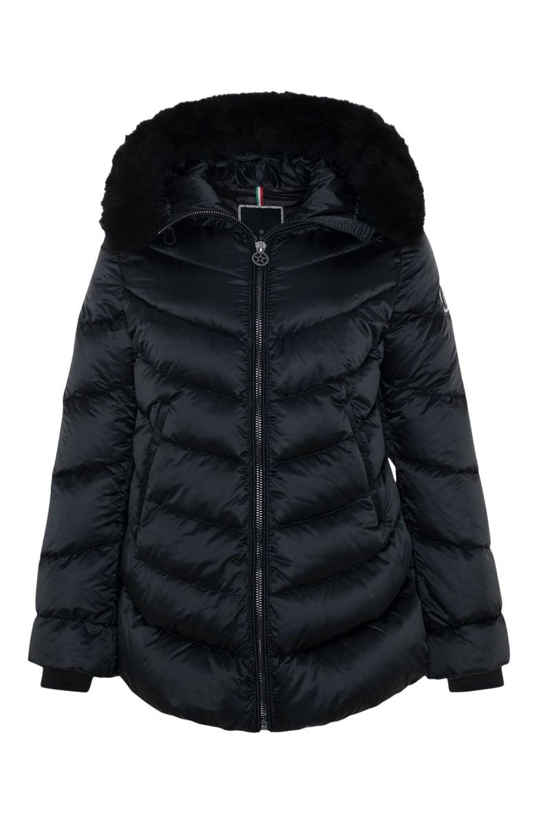 GORSKI Apres-Ski Jacket With Detachable Hood Trim, Alternate, color, Black/Black