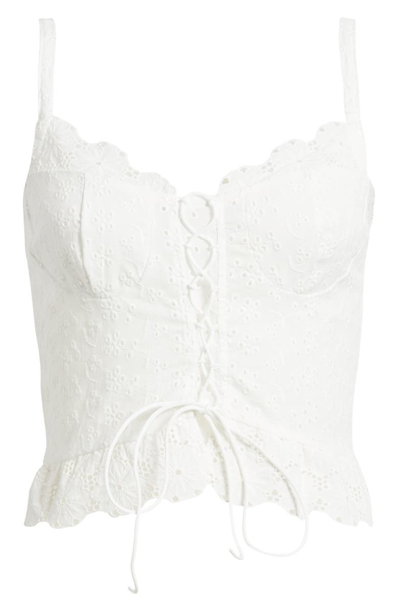 EDIKTED Sami Eyelet Crop Corset Top, Alternate, color, 