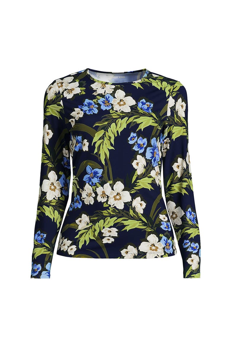 SunShade UPF 50 Long Sleeve Relaxed Rash Guard, Alternate, color, Deep Sea/Blue Floral Tropic