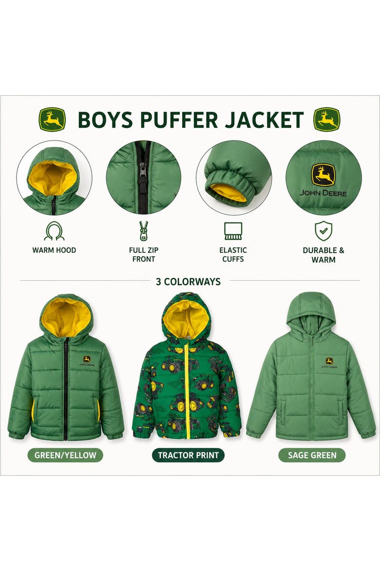 Quilted Hooded Puffer Jacket, Alternate, color, Forest Green