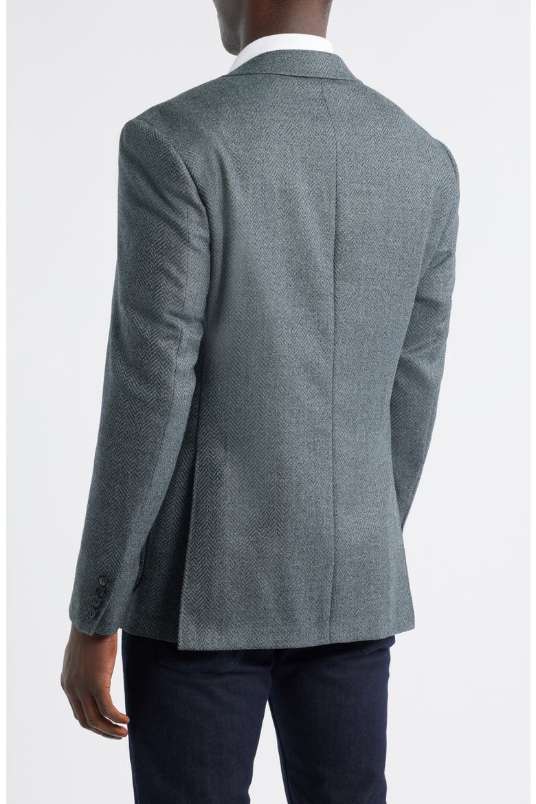 Kei Trim Fit Grey Wool Herringbone Sport Coat, Alternate, color, GREEN