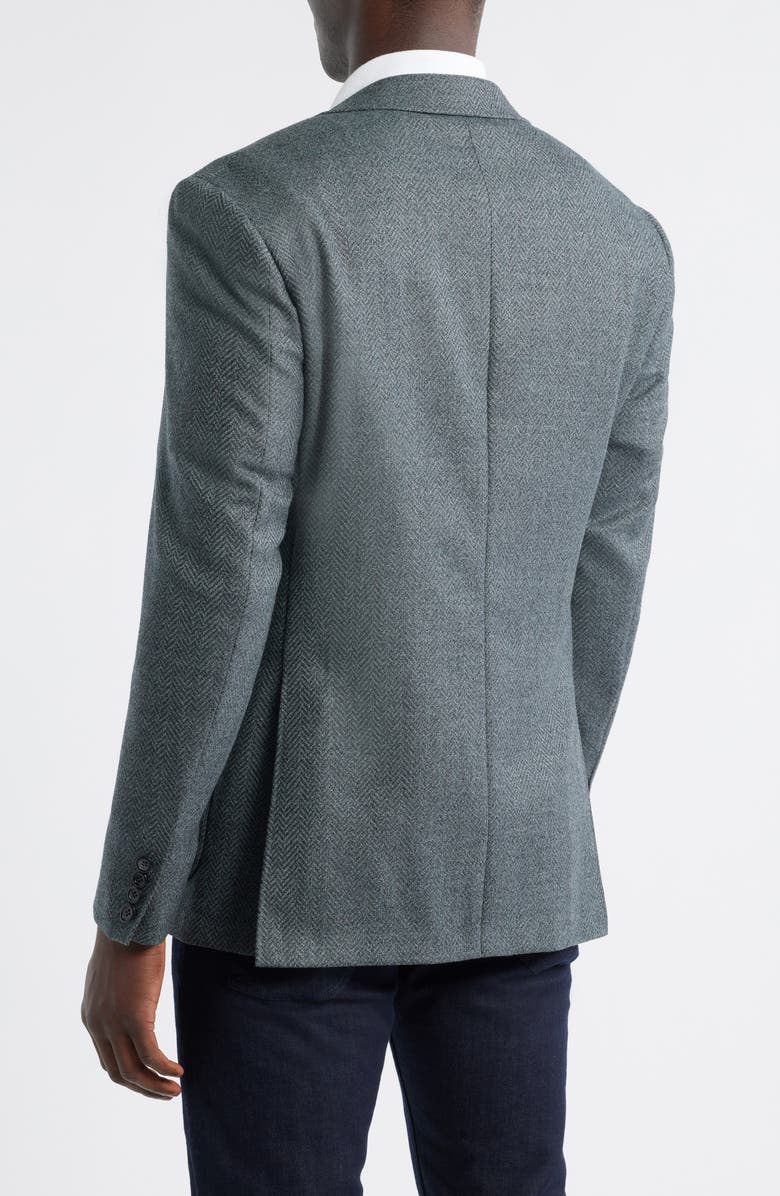 Canali Kei Trim Fit Grey Wool Herringbone Sport Coat, Alternate, color, Green